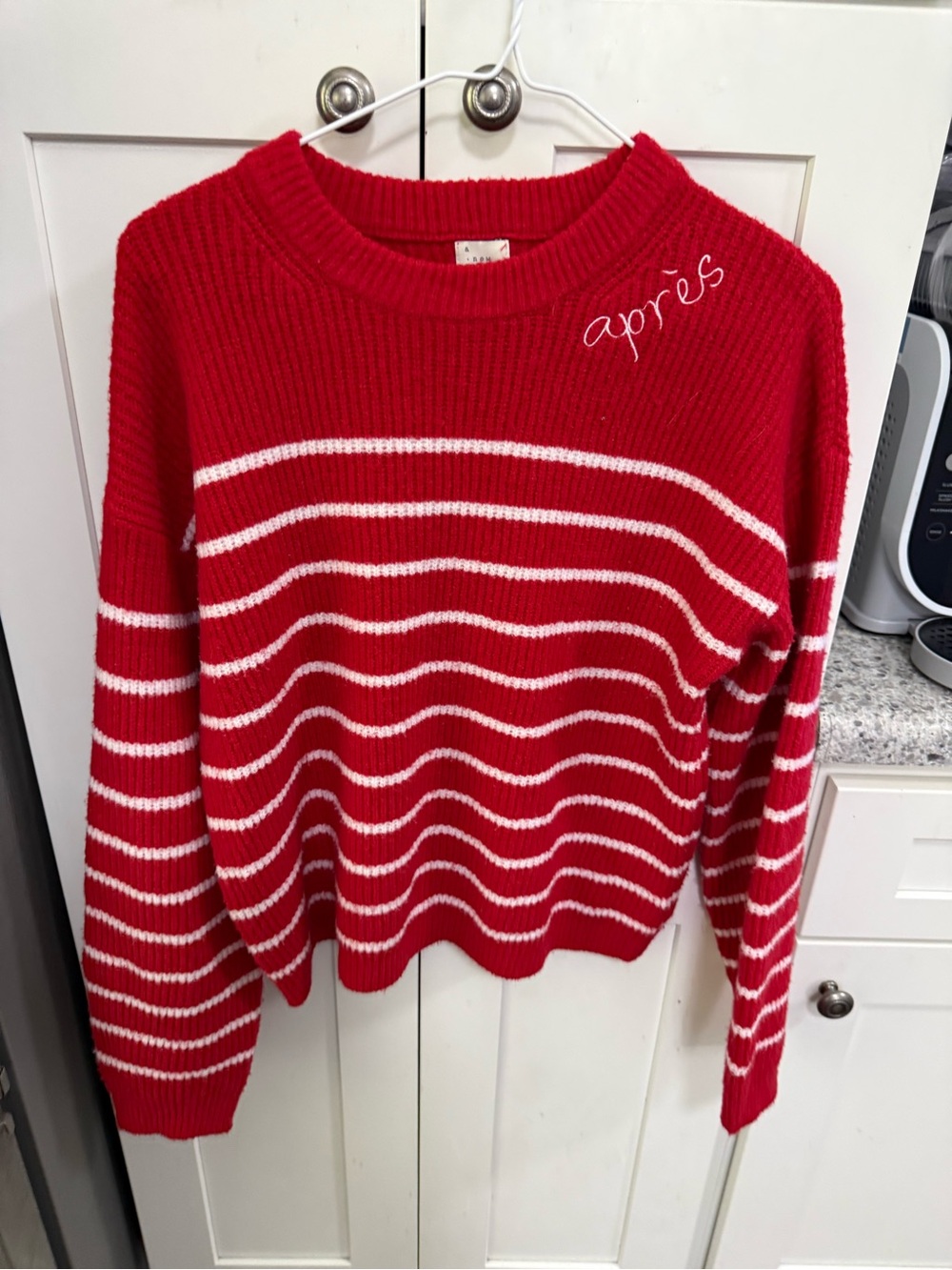 a new day Red & White Striped Crewneck Sweater